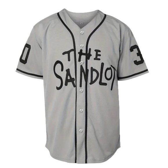 Sandlot Baseball Jersey Benny The Jet Rodriguez #30 Gray Stitched Men's - Picture 2 of 6